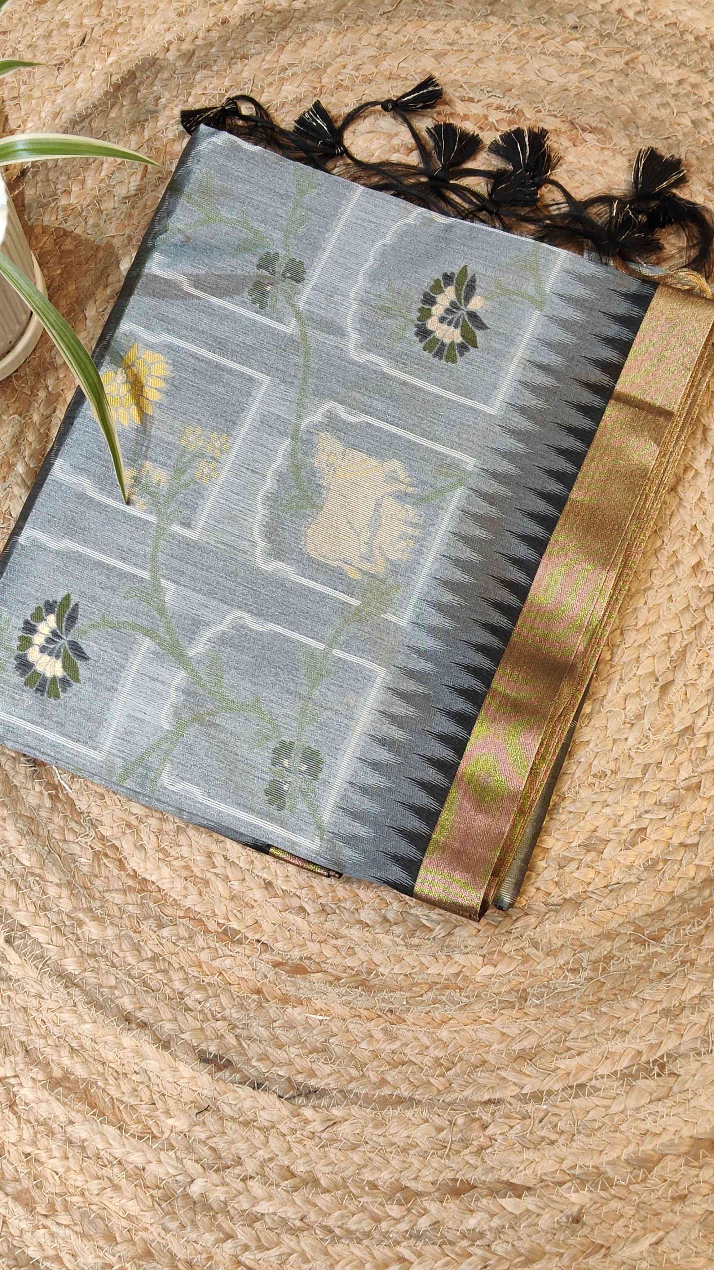 Semi Tasar Cow Motif view 2
